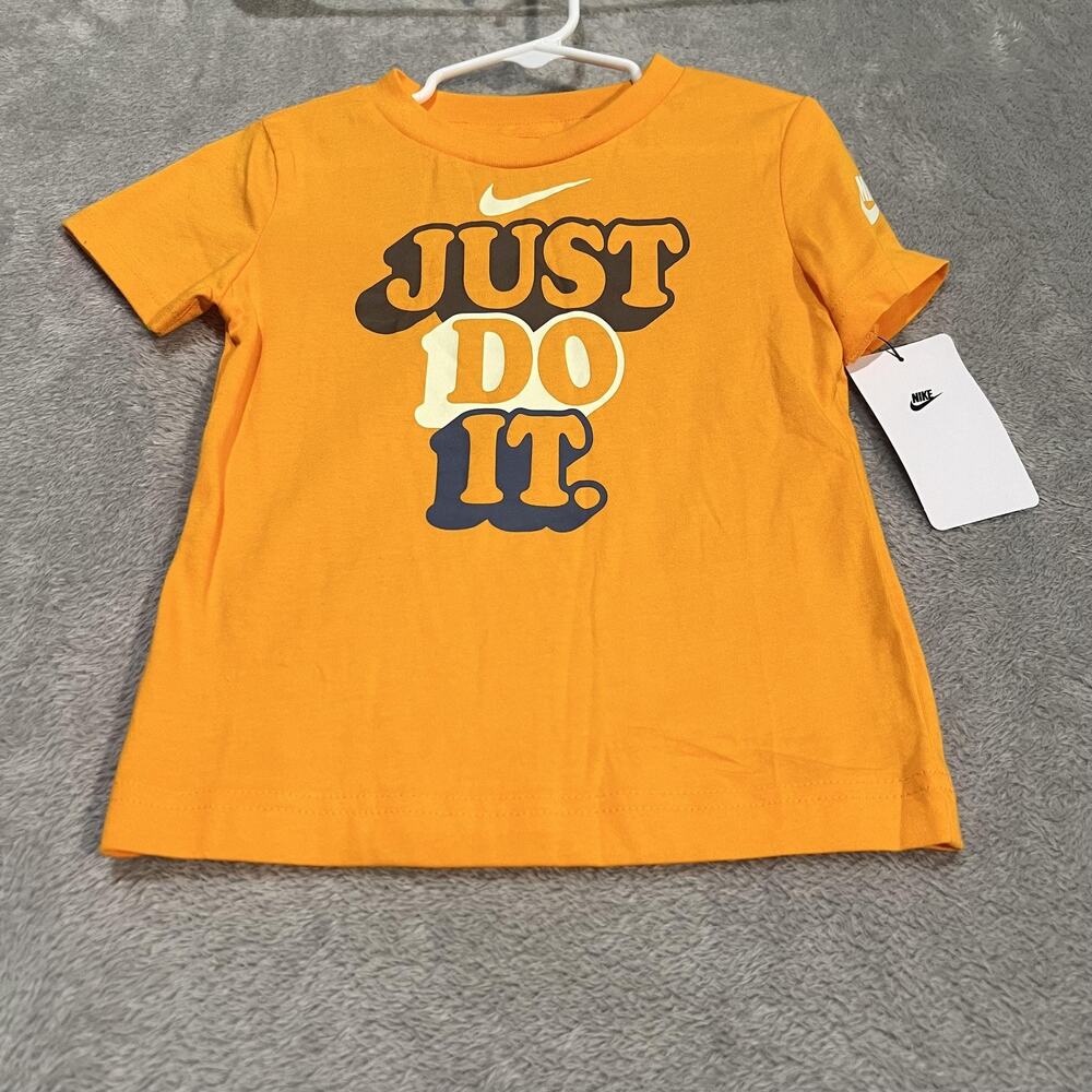 Nike Shirt Toddler 3T Orange Just Do It Swoosh Logo Short Sleeve Tee Athletic